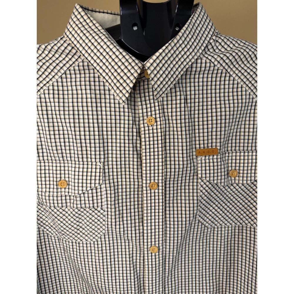Akoo Braveheart Road Mens XL Plaid‎ Button Down Shirt  Embroidered Back